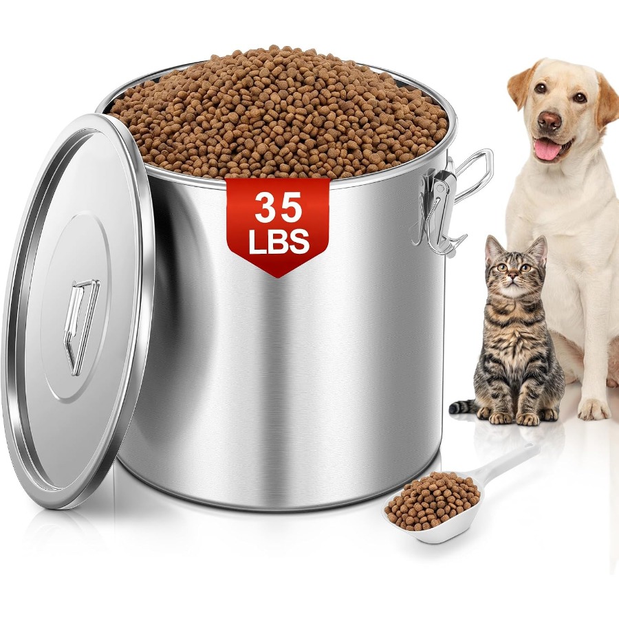 Food Storage Containers - 35LBS Airtight Stainless Steel Dog Food