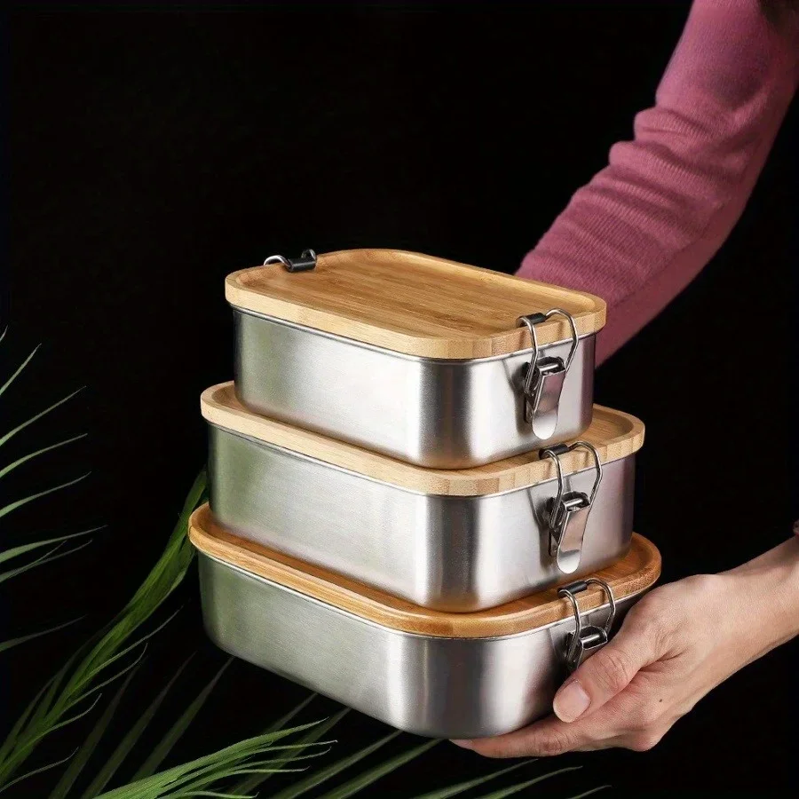 Food Storage Oven Safe - New 304 Stainless Steel Bamboo Lid