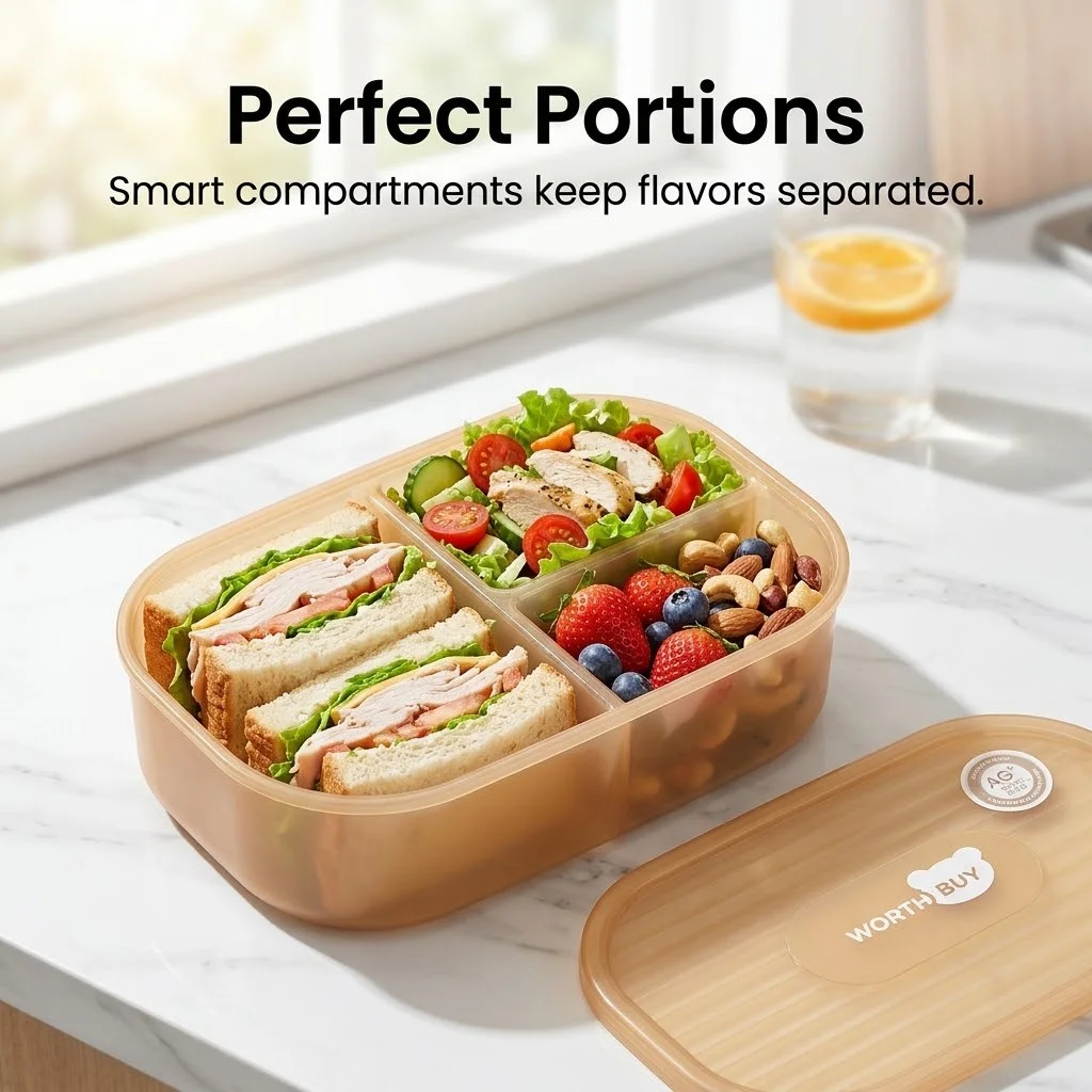 Detachable Plastic Bento Box M - огляд і ціна Food Storage With Dividers